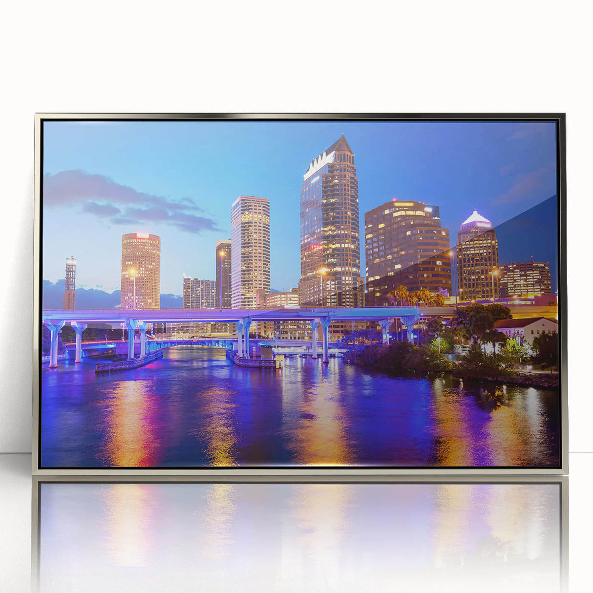 Mid-century modernist art featuring geometric shapes in muted colors on a framed poster, suitable for nursery wall decor.