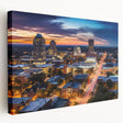 Large abstract canvas with swirling blue and white patterns, ideal for kitchen wall art.