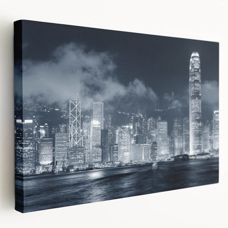 Large abstract canvas featuring swirls of blue and white, ideal for kitchen wall art.