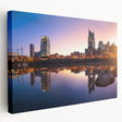Large abstract art print in vibrant blue and green hues on canvas, ideal for kitchen wall decor.