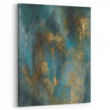 Contemporary Abstract Art – Teal & Gold Moody Modern Wall Art