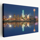 Large abstract canvas print with vibrant blue and orange tones, suited for kitchen wall art.