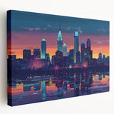 Large abstract canvas print in vibrant blue and orange tones, ideal for kitchen wall art.