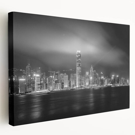 Large abstract cityscape in muted gray and blue tones on canvas, suitable for kitchen wall art.