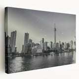 Large abstract canvas art with swirling blue and gray tones, ideal for kitchen wall decor.