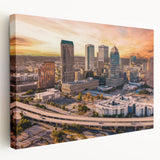 Large abstract art in vibrant orange and blue tones on canvas, ideal for kitchen wall decor.