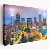 Large abstract art print in vibrant red and orange tones on canvas, ideal for kitchen wall decor.