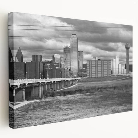 Large abstract cityscape in muted gray and blue tones on a rolled canvas, ideal for kitchen wall art.