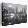 Large abstract painting on canvas with swirling blue and white patterns, ideal for kitchen wall art.