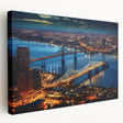 Large abstract canvas art in vibrant orange and blue tones, ideal for kitchen wall decor.