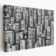 Large abstract canvas print featuring swirling blue and gray tones, suitable for kitchen wall art.