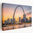 Large abstract cityscape in muted gray and blue tones on a stretched canvas, ideal for kitchen wall art.
