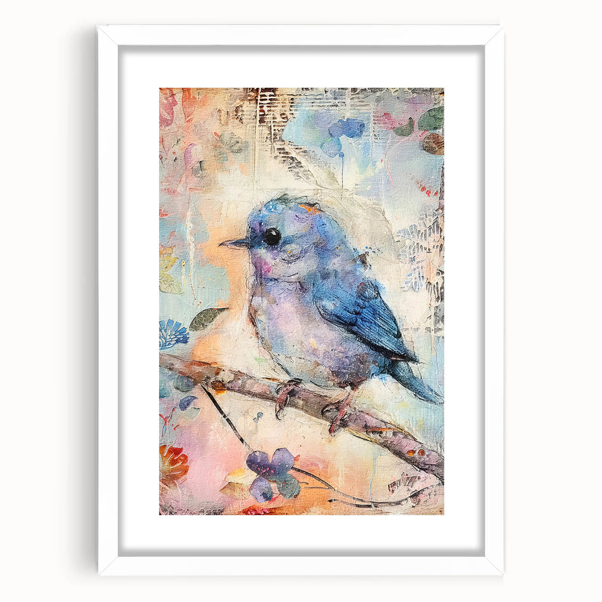 Elegant white frame with a mat, showcasing a minimalist design, perfect for highlighting artwork or photos in a contemporary setting. Ideal for home decor and gallery displays.