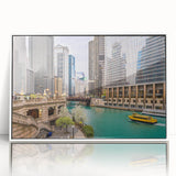 Art deco poster featuring a stylized stork in pastel shades, printed on canvas, ideal for nursery wall art.