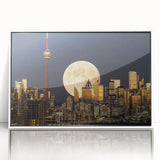 Art deco poster of a stylized cityscape in pastel shades, printed on canvas, suitable for modern nursery wall decor.