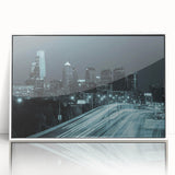 Art deco poster featuring a geometric pattern in muted gold and navy blue on canvas.