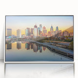 Art deco poster featuring symmetrical geometric shapes in muted gold and black tones, ideal for nursery wall art.