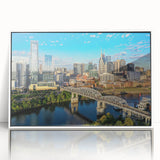 Art deco poster featuring a stylized stork in pastel shades, ideal for nursery wall art on acrylic print.