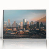 Art deco poster featuring a geometric pattern in muted gold and teal tones, printed on canvas.