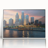 Art Deco poster featuring a geometric pattern in muted gold and navy tones on canvas, suitable for nursery wall art.