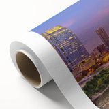 Art deco poster of a serene lake scene in pastel blue and green, perfect for nursery wall art, printed on canvas.