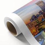 Art deco poster featuring a stylized stork and baby, in soft pastel shades on canvas, ideal for nursery wall art.