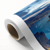 Art deco poster featuring a stylized stork in pastel shades on canvas, ideal for nursery wall art.