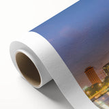 Art deco poster featuring a stylized stork in pastel shades, ideal as nursery wall art or dining room decor.