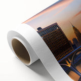 Art deco poster featuring a stylized stork and pastel shades, ideal for nursery wall art.