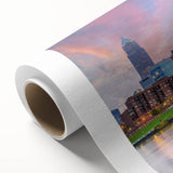 Art deco poster featuring a stylized stork in pastel shades, ideal for nursery wall art.