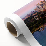 Art deco poster featuring a stylized stork in pastel shades on canvas, ideal for nursery wall art.