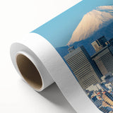 Art deco poster featuring a stylized stork in pastel shades, ideal for nursery wall art.