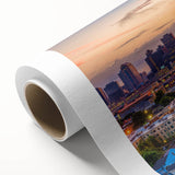 Art deco poster featuring a stylized stork in pastel shades on canvas, ideal for nursery wall art.