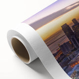 Art deco poster featuring a stylized stork in pastel shades on canvas, ideal for nursery wall art.