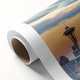 Art deco style poster of a stylized sunburst in gold and teal, printed on canvas, suitable for nursery wall art.