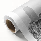 Art deco poster featuring a stylized stork, in muted pastel colors, ideal for nursery wall art.