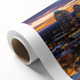 Art deco poster of a stylized stork in pastel shades, ideal for nursery wall art, printed on canvas.