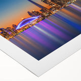 Art deco poster featuring geometric patterns in black, gold, and white on canvas.