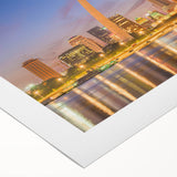 Art deco poster featuring geometric patterns in muted gold and black, printed on framed canvas.