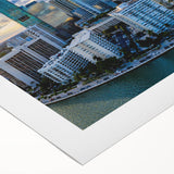 Art deco poster featuring geometric patterns in gold and black, printed on canvas.