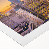 Art deco poster featuring geometric patterns and metallic gold and black tones on canvas.