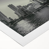 Art deco poster featuring geometric patterns in black and gold, printed on canvas.