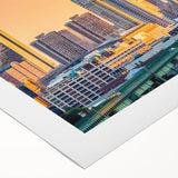 Art deco poster featuring geometric patterns in gold and black tones, ideal for dining room wall art.