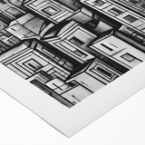 Art deco poster featuring geometric patterns in gold and black, ideal for dining room wall art.