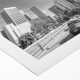 Art deco poster featuring geometric patterns in gold and black, printed on canvas, suitable for dining room or bathroom wall.