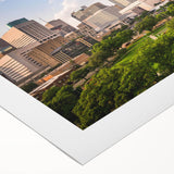 Art deco poster featuring geometric patterns in gold and black, suitable for dining room wall art.