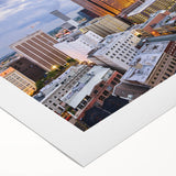 Art deco poster featuring geometric shapes in gold and black, ideal for dining room or bathroom wall art.