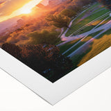 Art deco poster featuring geometric patterns in black and gold, ideal for dining room or bathroom wall art.