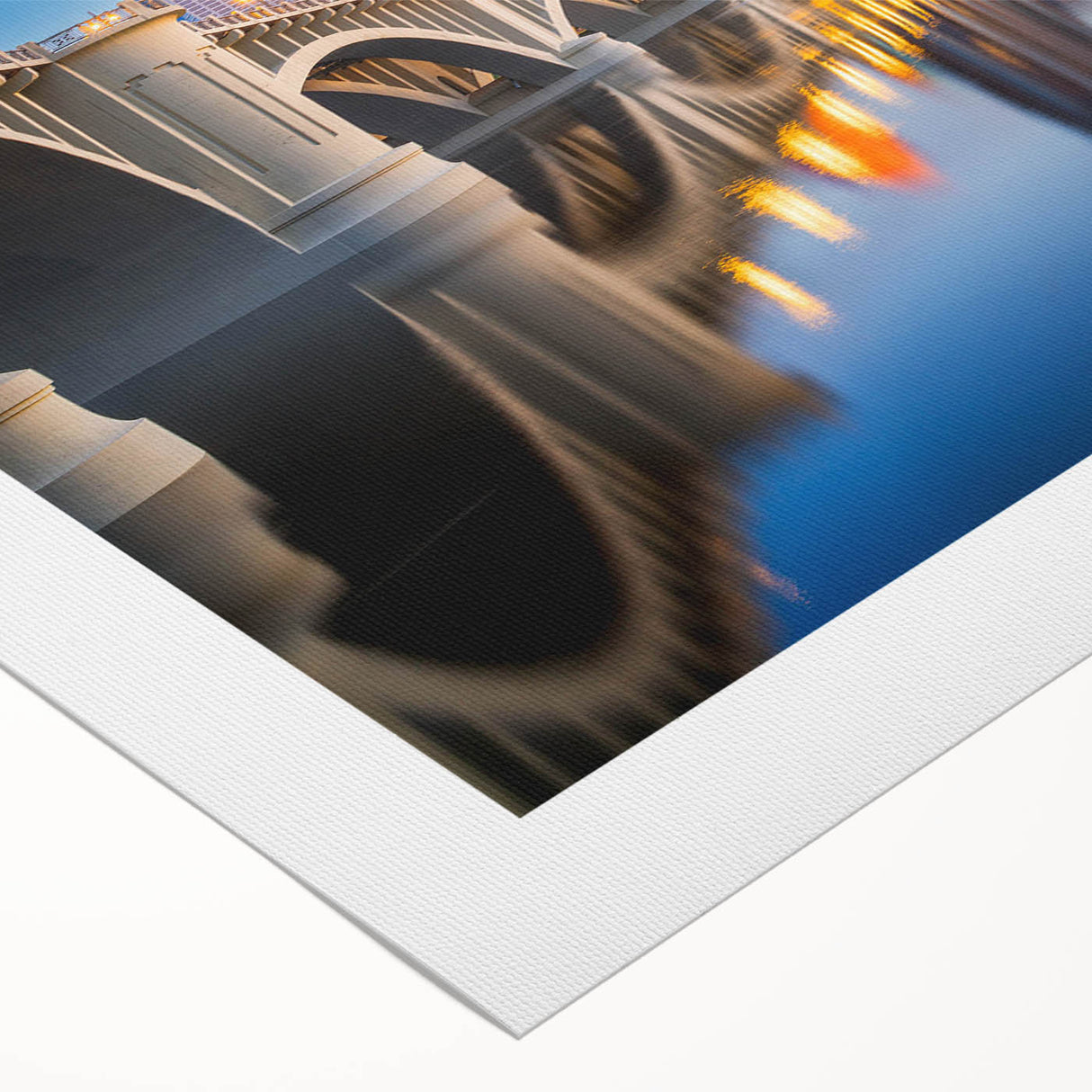 Art deco poster featuring geometric patterns in gold and black, printed on canvas.