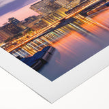 Art deco poster featuring geometric patterns in gold and black, ideal for dining room or bathroom wall art.